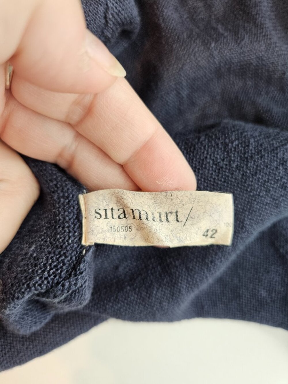 Sita Murt Open Front Waterfall Cardigan Navy Blue Women's 42 U.S. L Minimalist - Picture 7 of 12